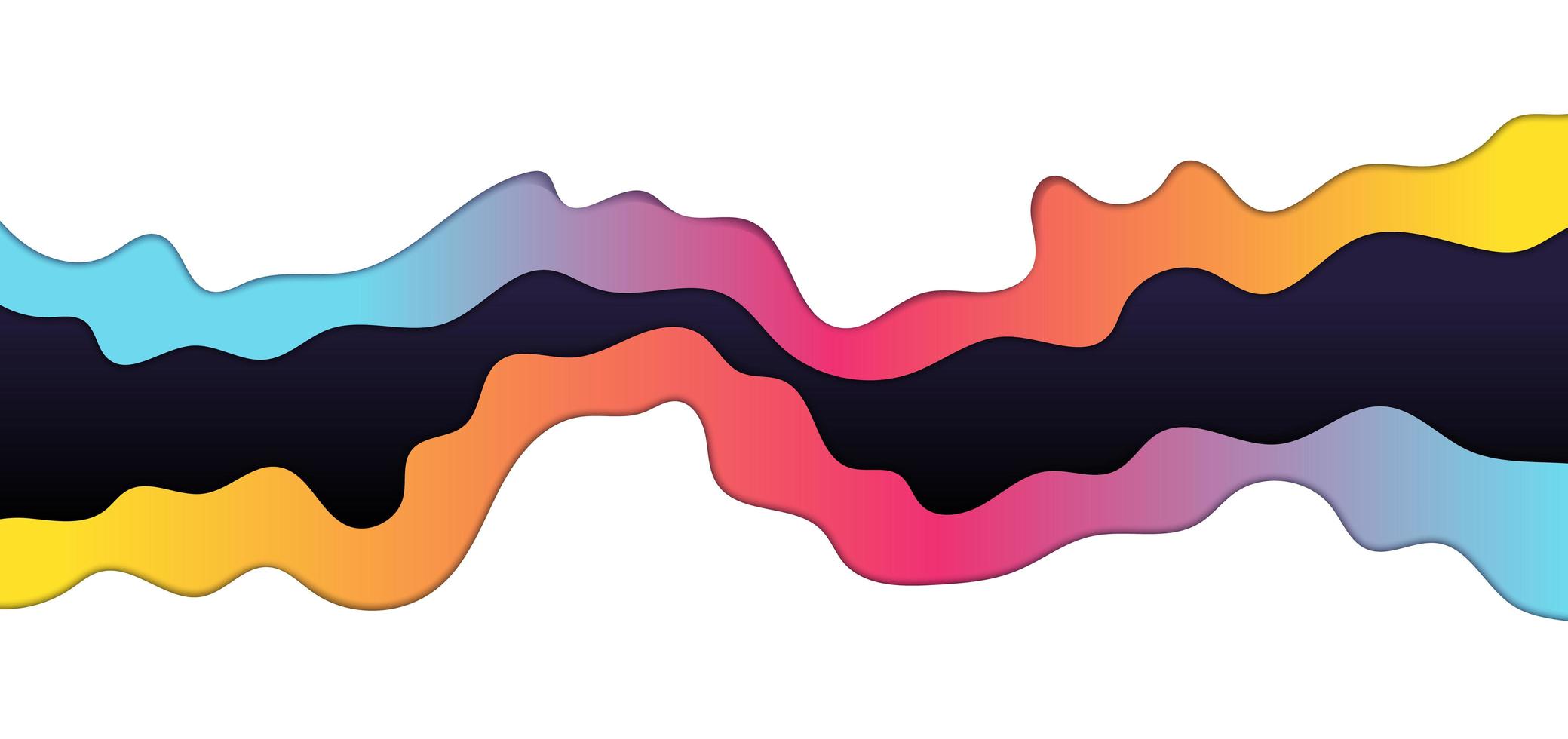 couche de vague colorée abstraite sur style art papier fond blanc vecteur