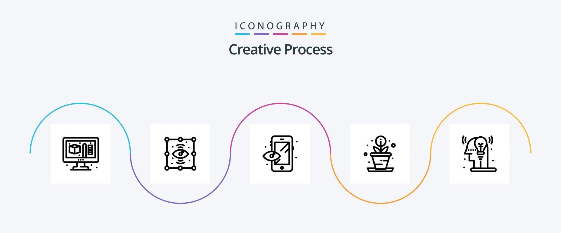 pack d'icônes de la ligne de processus créatif 5, y compris. homme. processus. processus. croissance vecteur