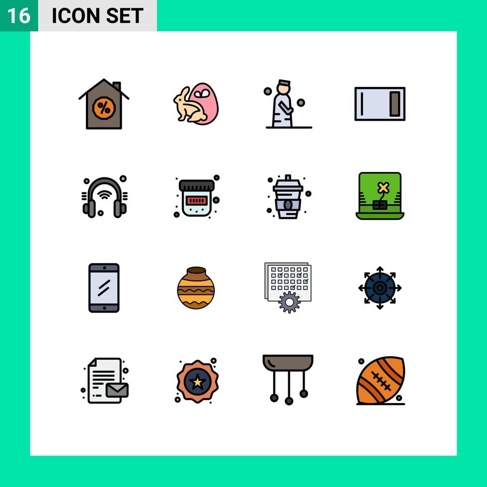 16 icônes créatives signes et symboles modernes de casque homme à la maison hacher appareils éléments de conception vectoriels créatifs modifiables vecteur