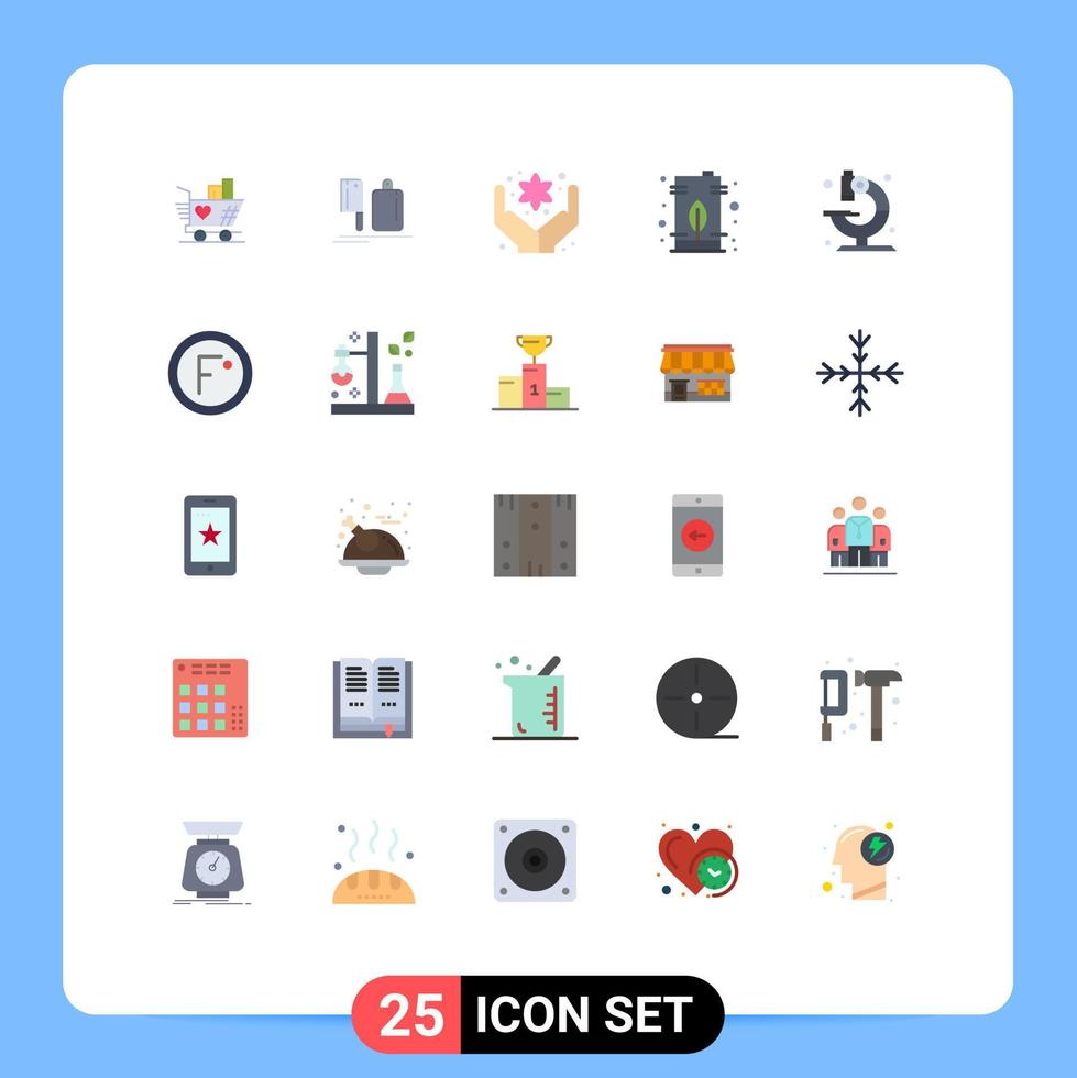 25 concept de couleur plate pour les sites Web mobiles et les applications huile de laboratoire énergie alimentaire peut éléments de conception vectoriels modifiables vecteur