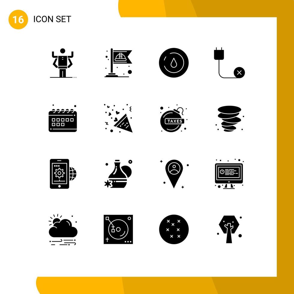ensemble de 16 glyphes solides vectoriels sur la grille pour programmer les appareils énergétiques déconnectés ordinateurs éléments de conception vectoriels modifiables vecteur