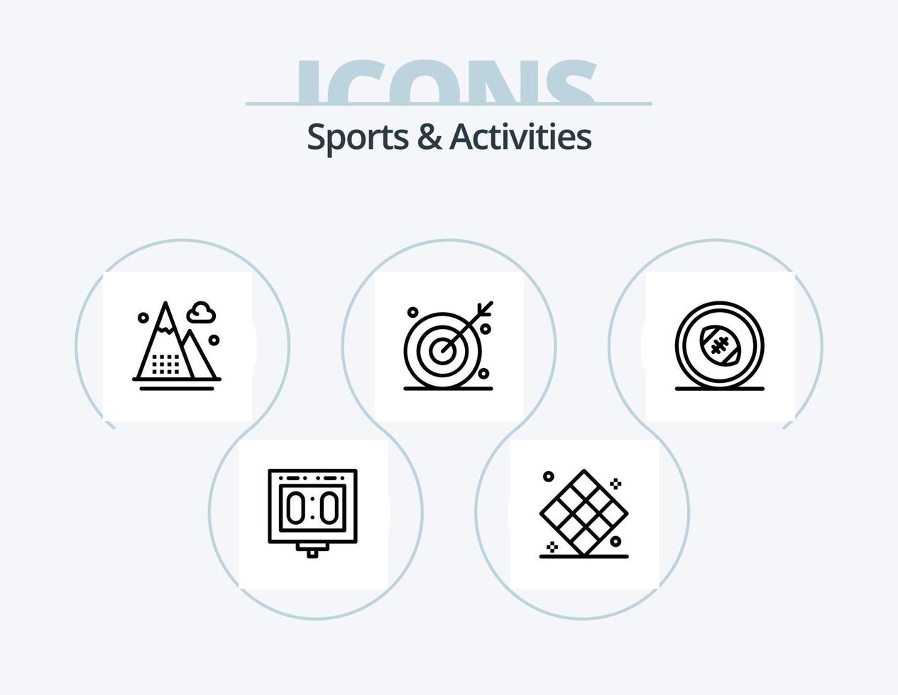 pack d'icônes de ligne de sports et d'activités 5 conception d'icônes. jeu. boule blanche. des sports. soins de santé. jeu vecteur