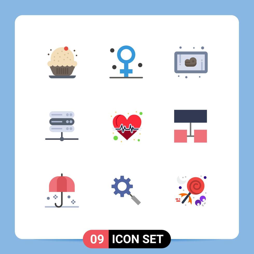 9 icônes créatives signes et symboles modernes des soins de santé coeur boeuf battement réseau éléments de conception vectoriels modifiables vecteur