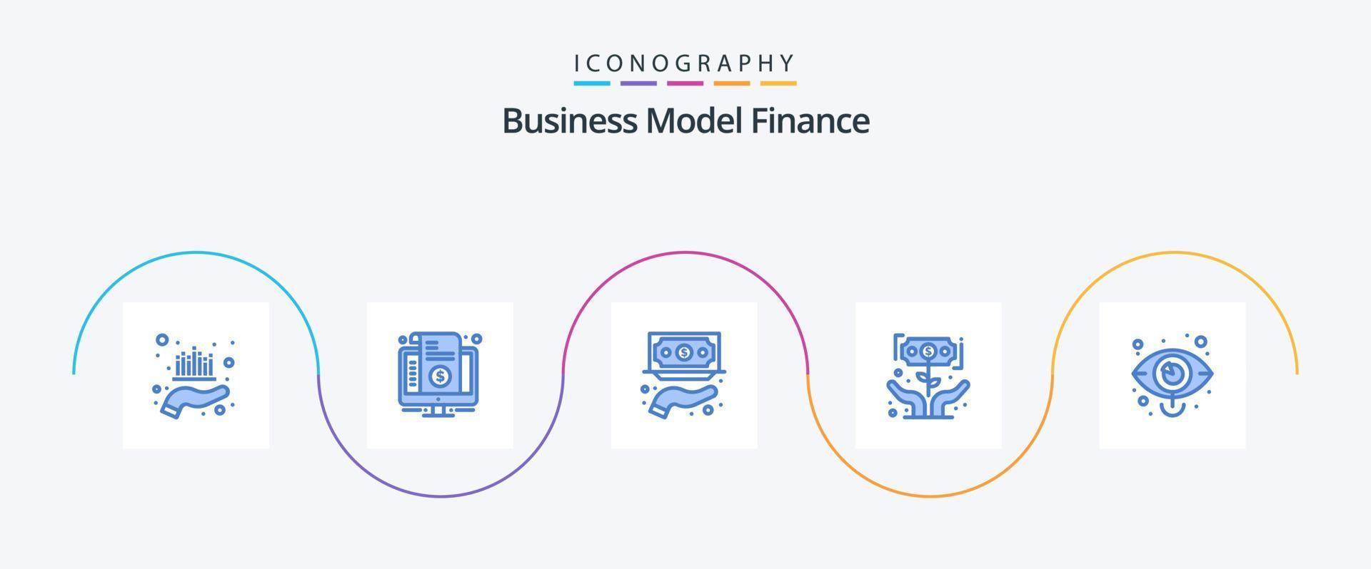 Financer le pack d'icônes bleues 5, y compris l'investissement. finance. prix. service. fonds vecteur