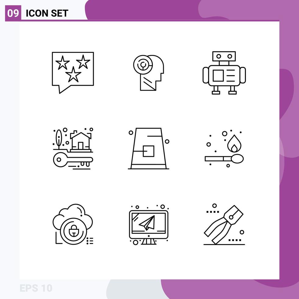 9 ensemble de contours d'interface utilisateur de signes et symboles modernes de boucle immobilier cible propriété clés de maison éléments de conception vectoriels modifiables vecteur