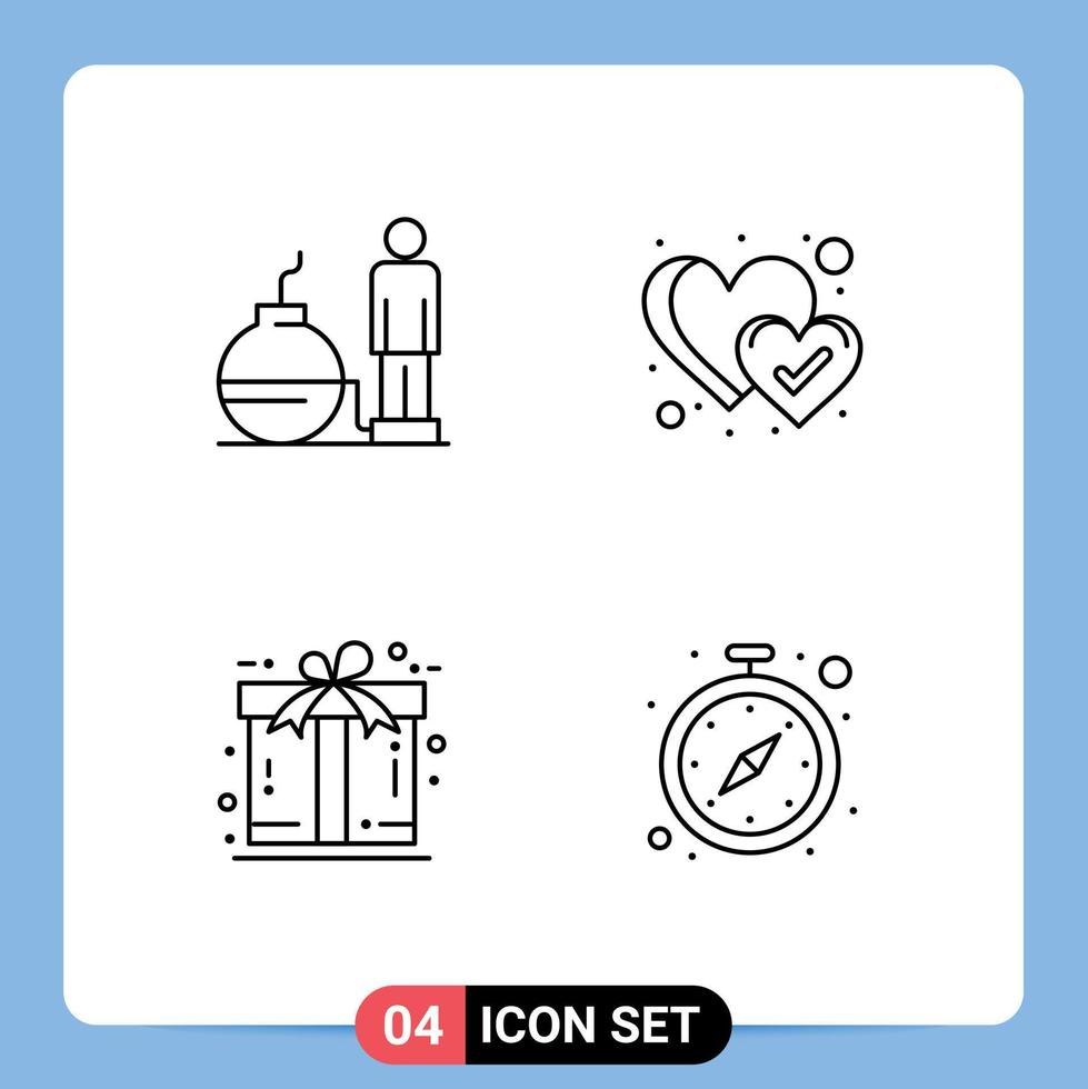 ensemble de 4 symboles d'icônes d'interface utilisateur modernes signes pour un problème de cadeau d'affaires comme des éléments de conception vectoriels modifiables d'horloge vecteur