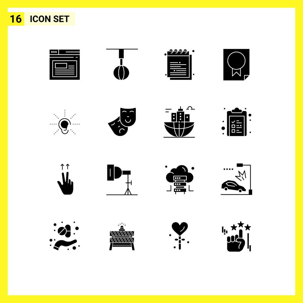 ensemble de 16 symboles d'icônes d'interface utilisateur modernes signes pour l'étude de prix de fouet de données papier éléments de conception vectoriels modifiables vecteur