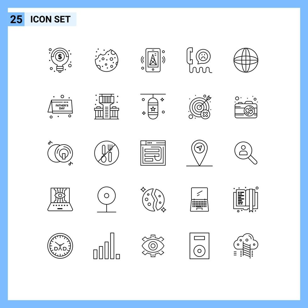 pictogramme ensemble de 25 lignes simples d'évaluation internet iot téléphone émotion éléments de conception vectoriels modifiables vecteur