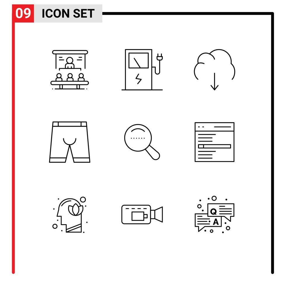 ensemble de 9 packs de contours commerciaux pour les éléments de conception vectoriels modifiables du serveur de vêtements en nuage de vêtements de sous-vêtements vecteur