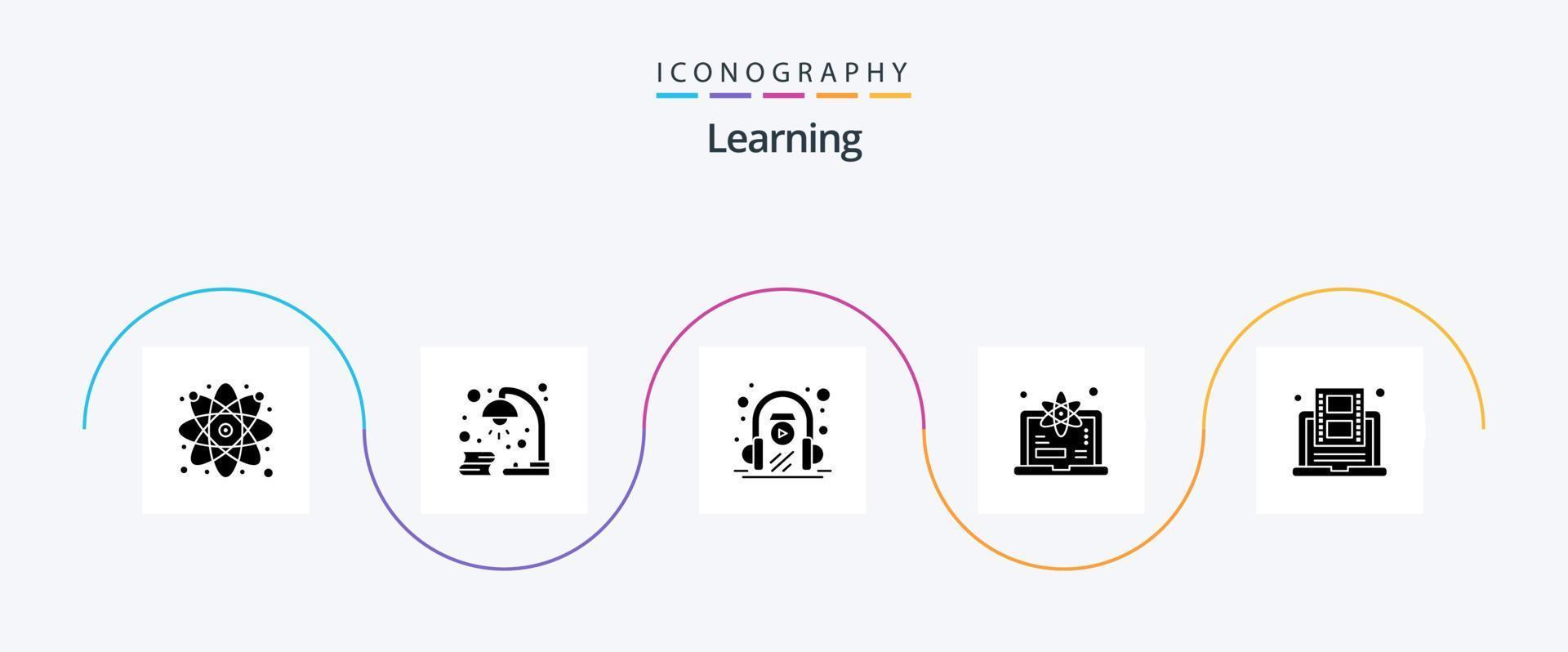 pack d'icônes d'apprentissage du glyphe 5, y compris l'éducation. apprendre. étude. degré. jouer vecteur