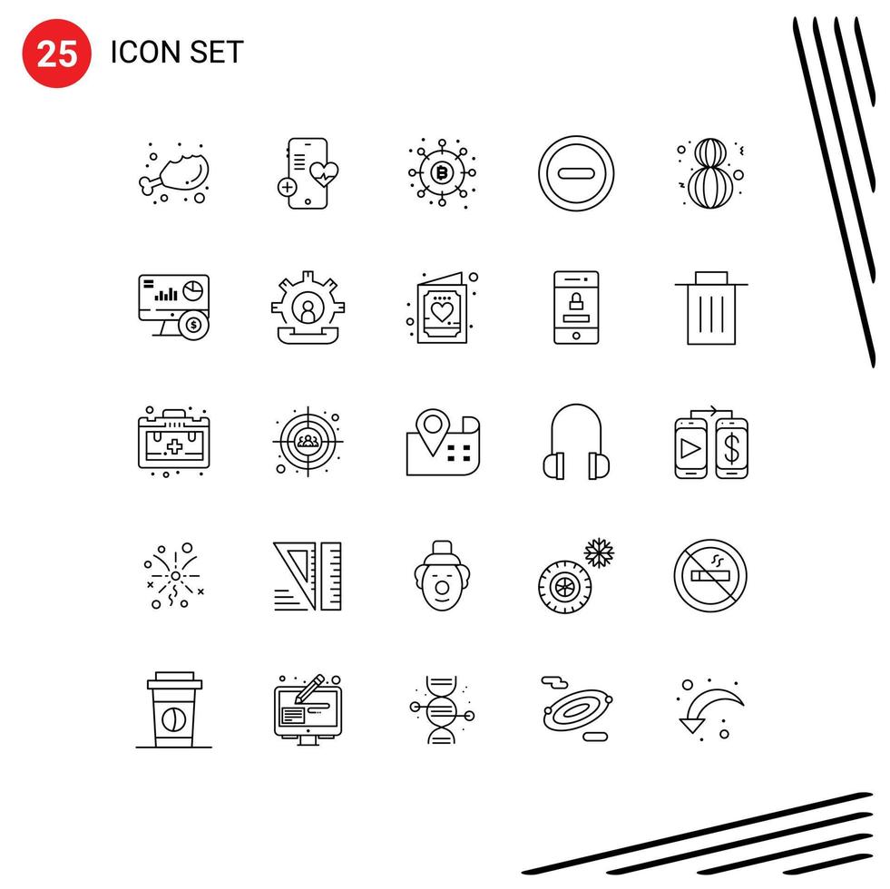 25 icônes créatives signes et symboles modernes de la distribution de l'interface utilisateur heureuse moins les paiements éléments de conception vectoriels modifiables vecteur