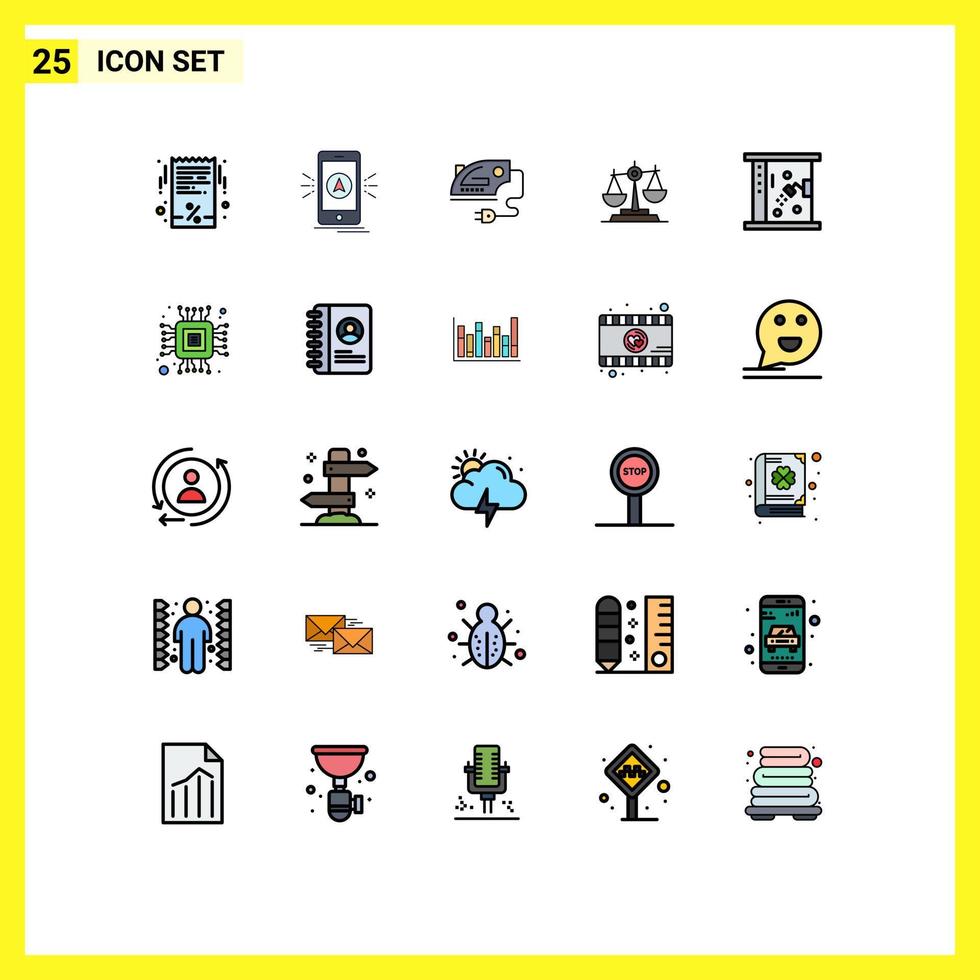 ensemble de 25 symboles d'icônes d'interface utilisateur modernes signes pour l'emplacement du juge de droit éléments de conception vectoriels modifiables de la machine de cour vecteur