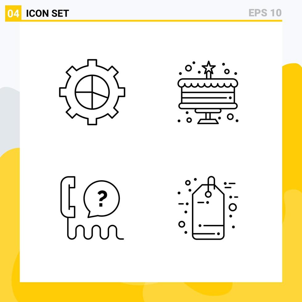 ensemble de 4 symboles d'icônes d'interface utilisateur modernes signes pour le client de gâteau de service aux entreprises éléments de conception vectoriels modifiables du vendredi noir vecteur