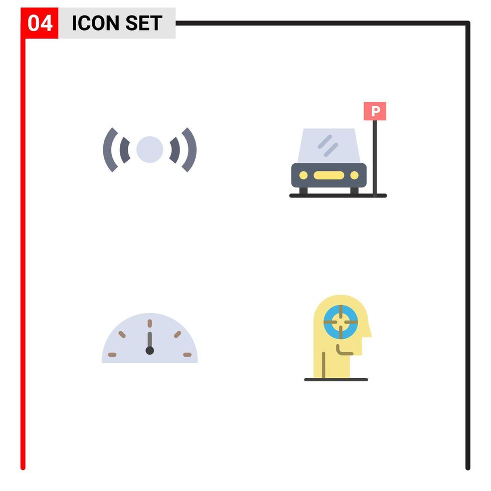 4 signes d'icônes plates universelles symboles des performances de stationnement de l'interface utilisateur du tableau de bord de base éléments de conception vectoriels modifiables vecteur