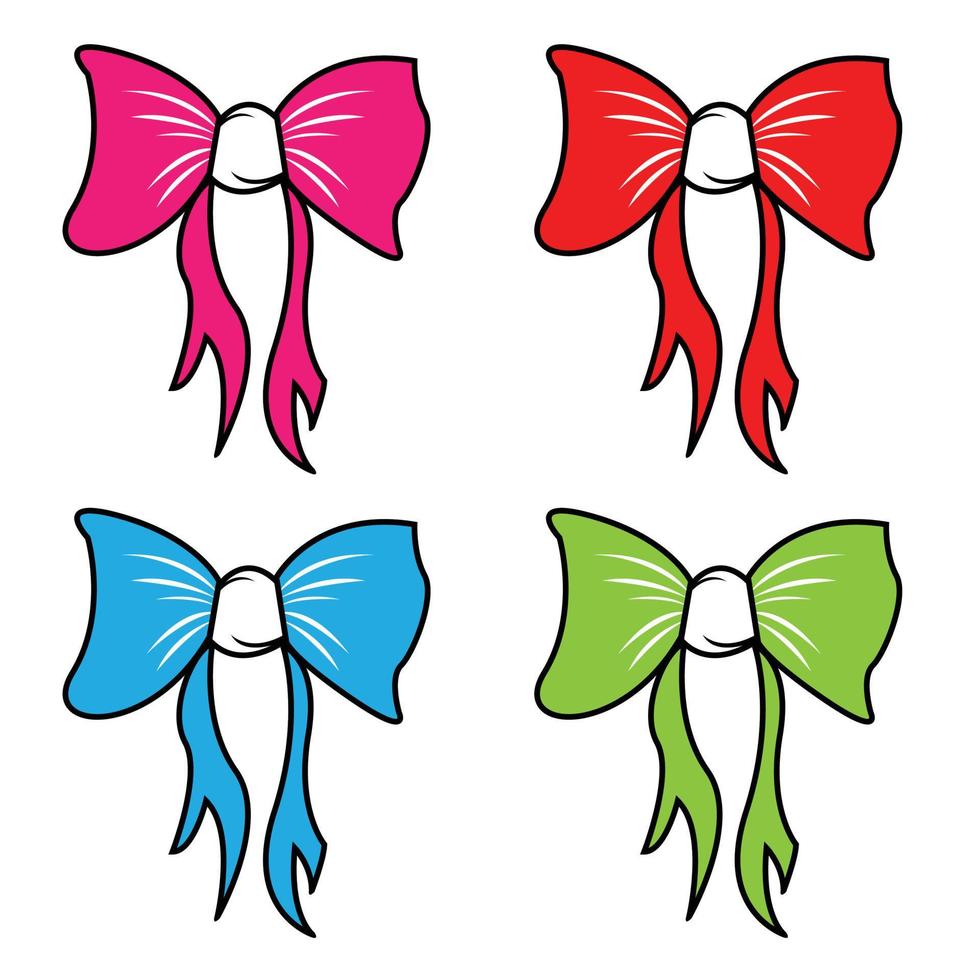 noeud papillon ou ruban de dessin animé de vecteur d'arc pour décorer des cadeaux à noël ou à une fête d'anniversaire