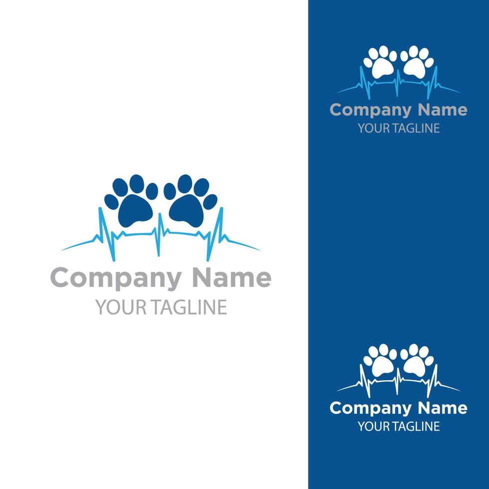 modèle de conception de logo de soins pour animaux de compagnie vectoriel. logotype chat et chien assis graphique vecteur