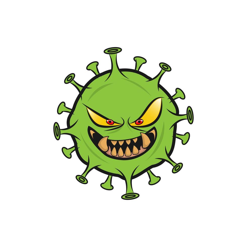 arrêter les virus. logo vectoriel de monstre de virus corona. conception de personnages. corona virus. virus de la tête verte.eps 10