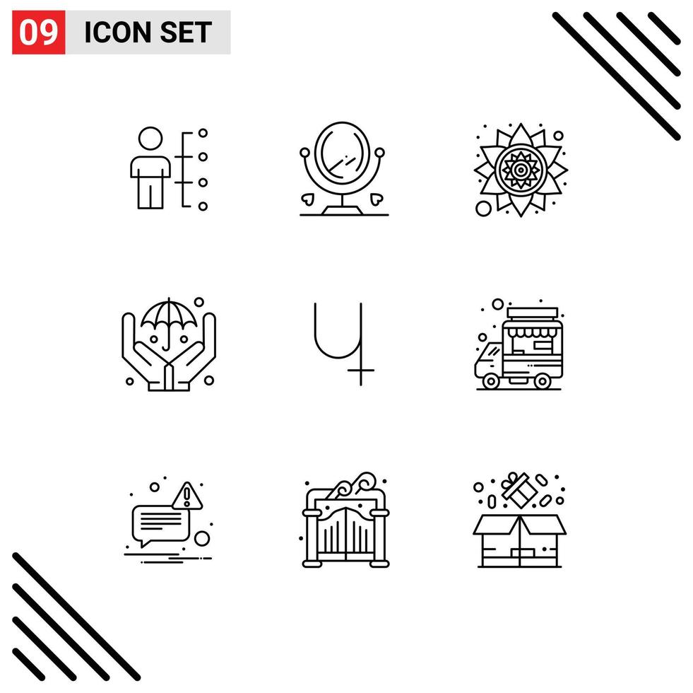 pack de 9 contours modernes signes et symboles pour les supports d'impression web tels que crypto sibcoin intérieur mains sûres éléments de conception vectoriels modifiables vecteur