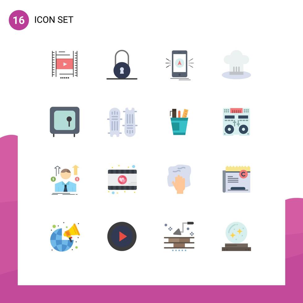 ensemble de 16 symboles d'icônes d'interface utilisateur modernes signes pour l'application de cuisinier de banque chapeau de chef café pack modifiable d'éléments de conception de vecteur créatif