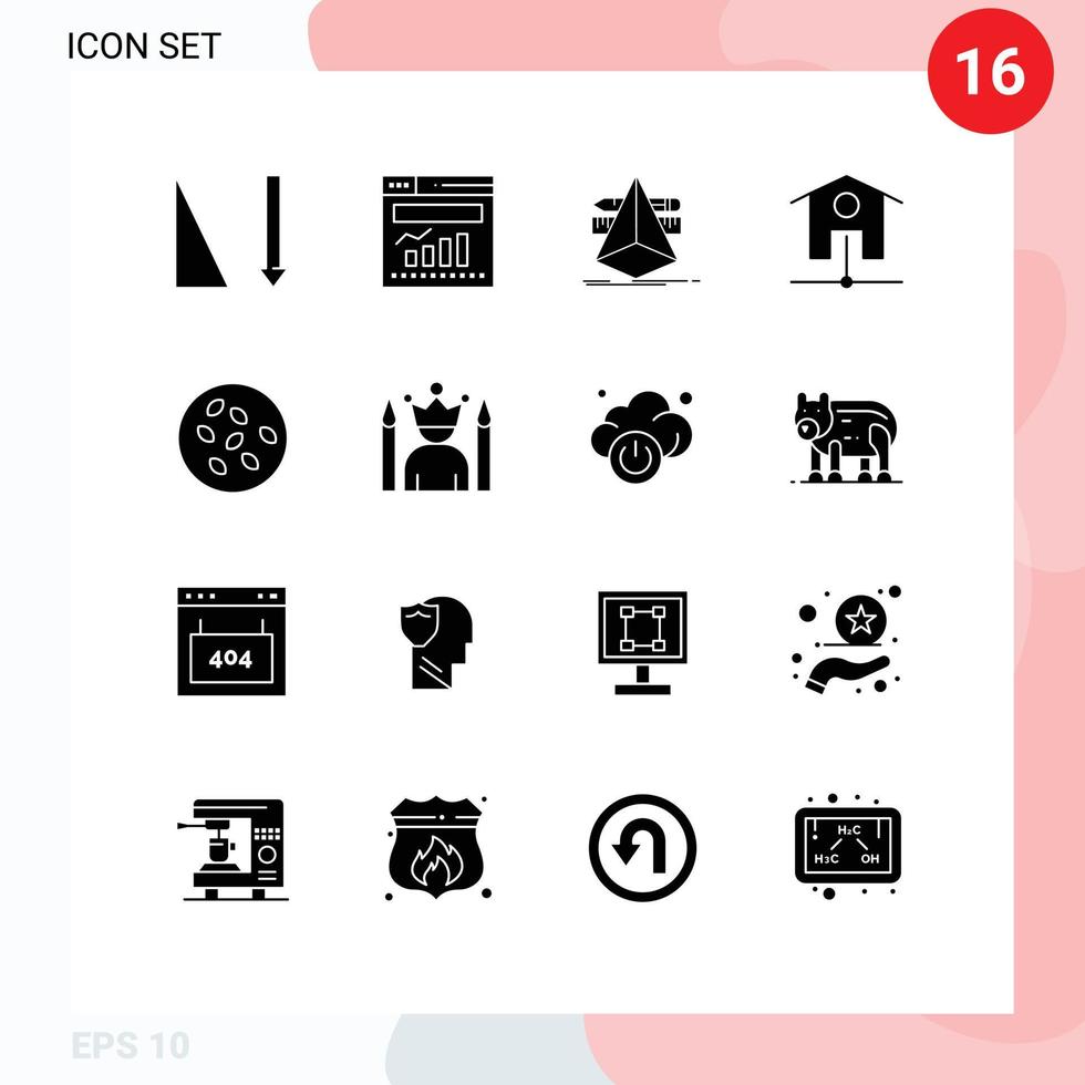 ensemble de 16 glyphes solides universels pour les applications web et mobiles vecteur