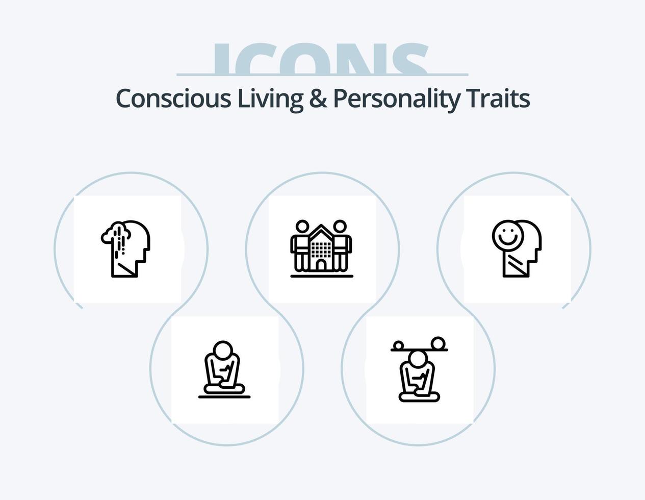 pack d'icônes de ligne de traits de vie et de personnalité conscients 5 conception d'icônes. haut. cinq. esprit. meilleur. audience vecteur