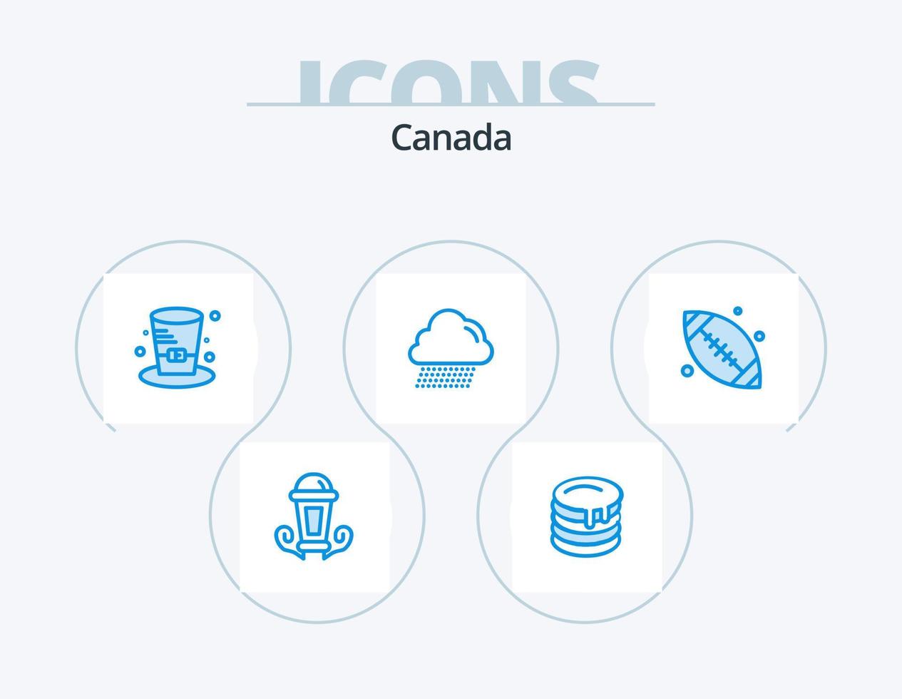 pack d'icônes bleu canada 5 conception d'icônes. base-ball. Canada. casquette. Canada. nuage vecteur