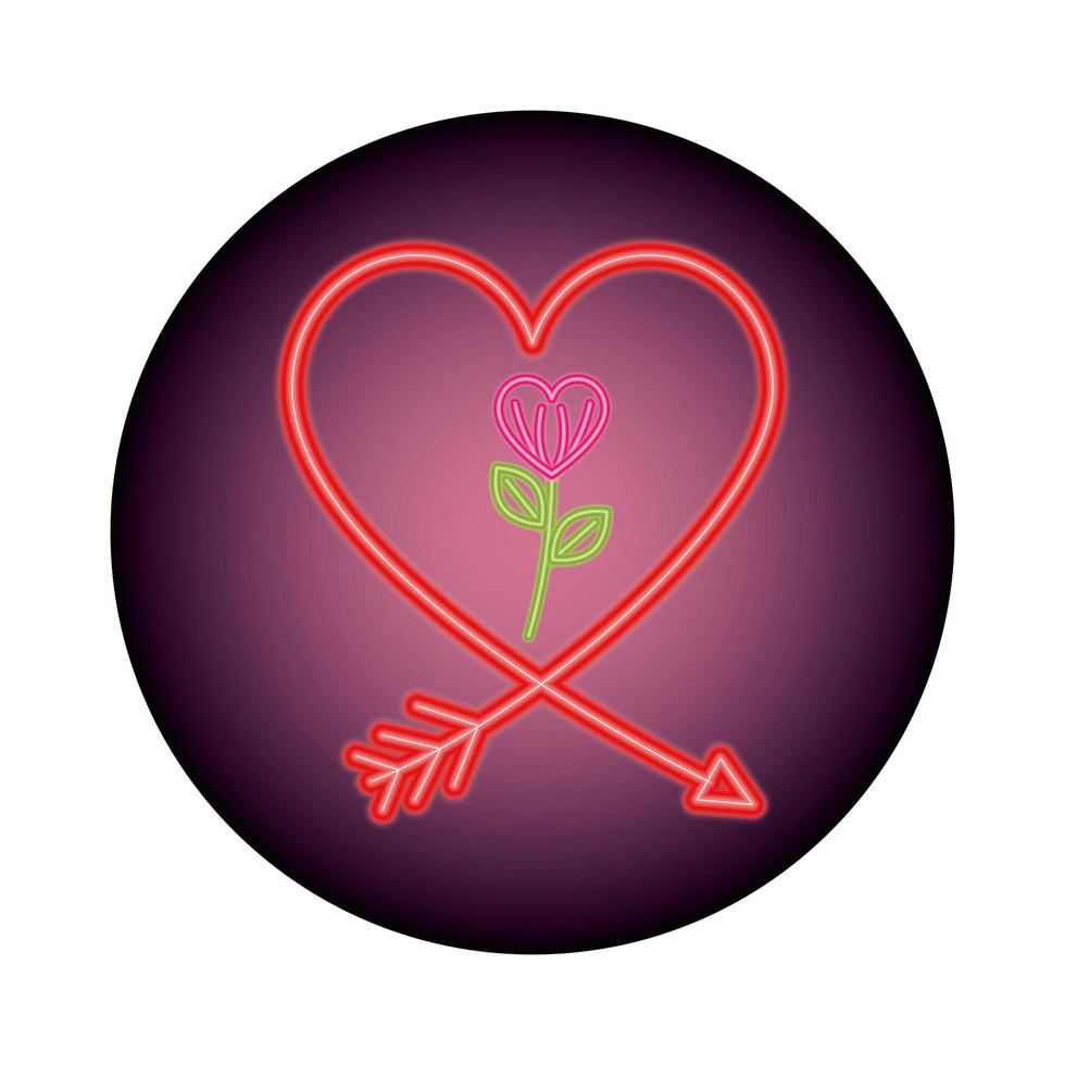 silhouette de coeur en néon, saint valentin vecteur