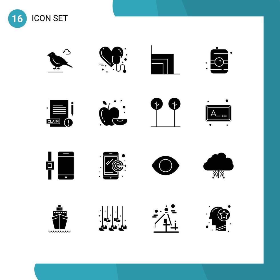 pack de 16 glyphes solides créatifs d'éléments de conception vectoriels modifiables vecteur