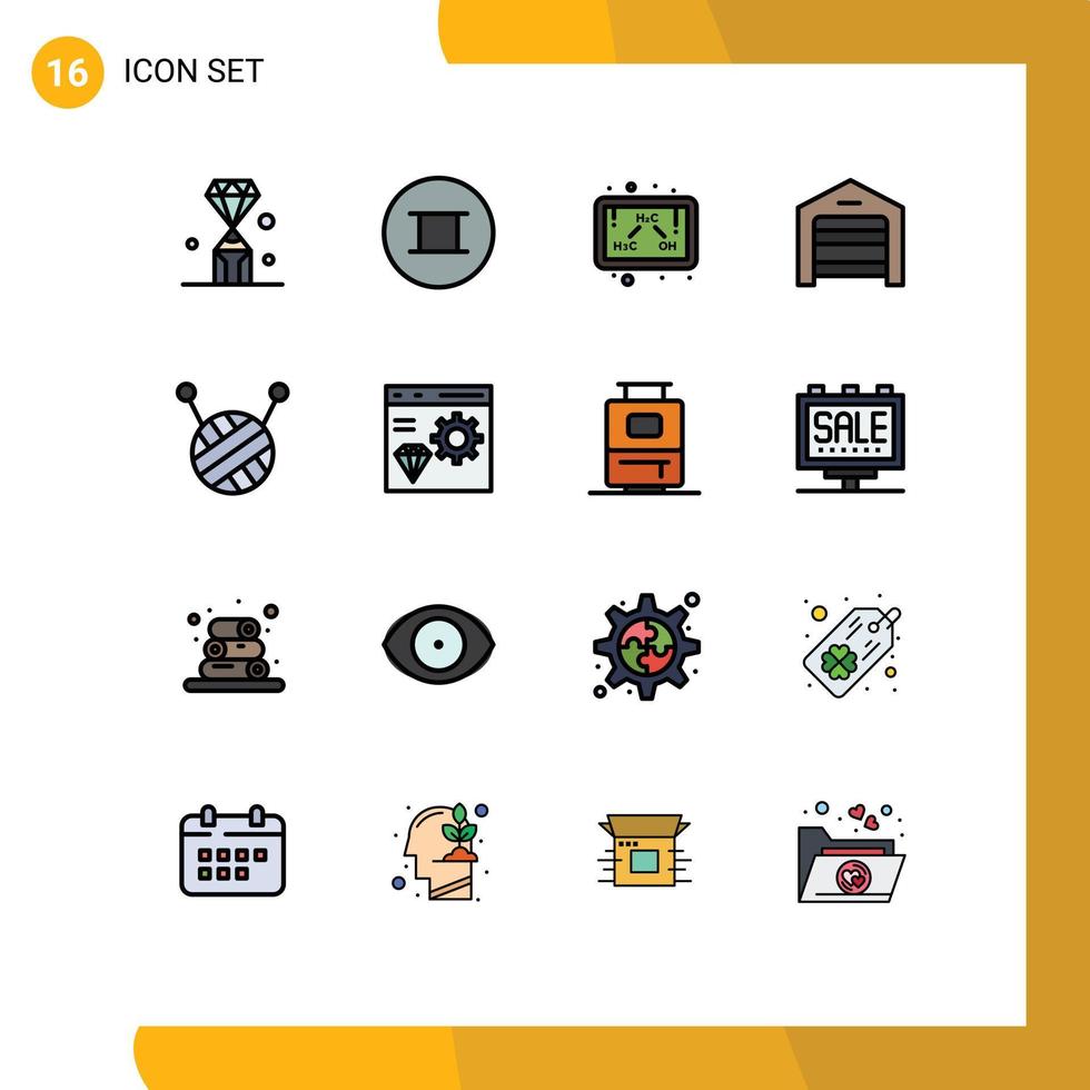 ensemble de 16 symboles d'icônes d'interface utilisateur modernes signes pour la structure de chimie de l'entrepôt d'applications ecommerce éléments de conception vectoriels créatifs modifiables vecteur