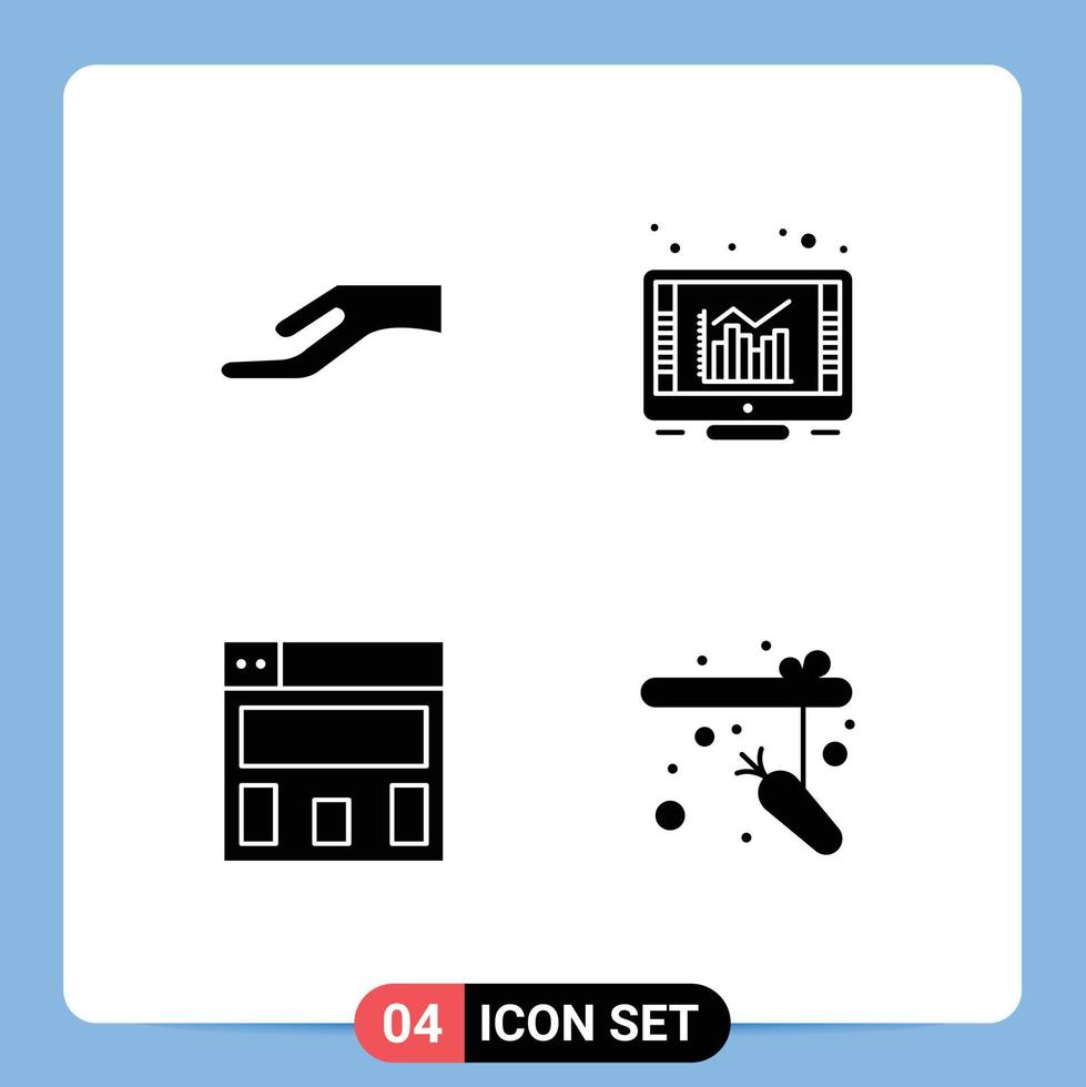 ensemble de 4 icônes d'interface utilisateur modernes symboles signes pour l'aumône navigateur de pêche rapport tige éléments de conception vectoriels modifiables vecteur