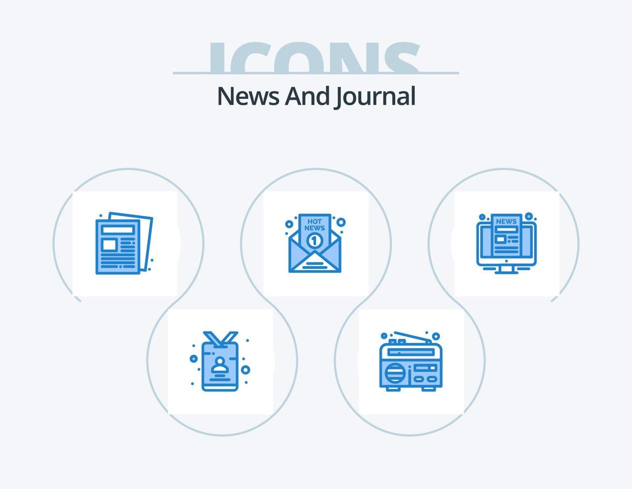 news pack d'icônes bleues 5 conception d'icônes. ordinateur. nouvelles. nouvelles. médias. dernières nouvelles vecteur