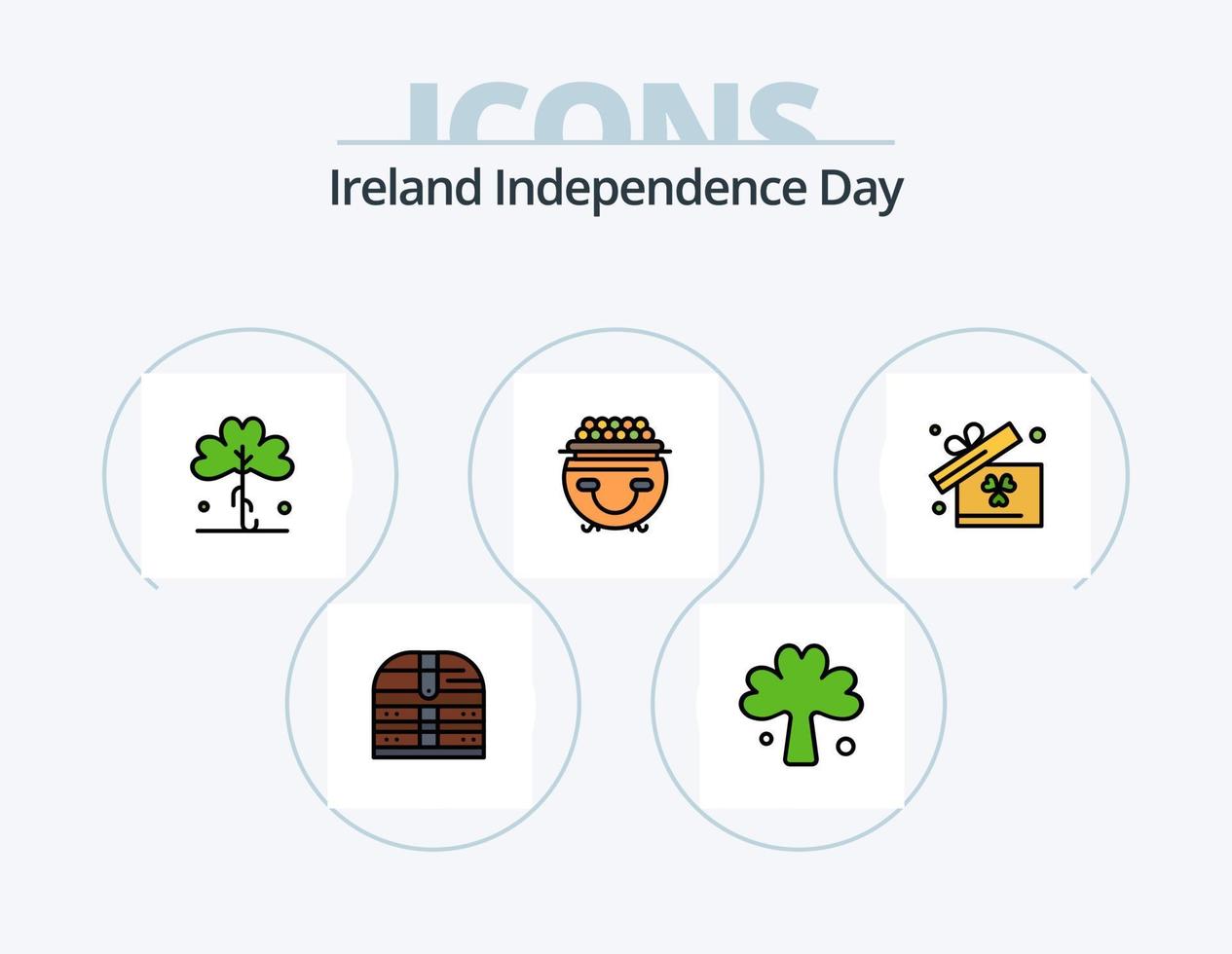 pack d'icônes remplies de ligne de jour de l'indépendance de l'irlande 5 conception d'icônes. célébrer. usine. drapeau. irlandais. vert vecteur