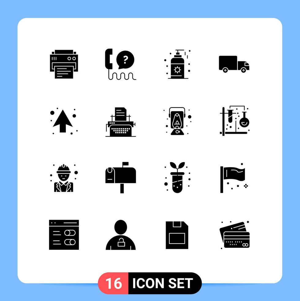 ensemble moderne de 16 glyphes et symboles solides tels que des flèches support de camion transport livraison éléments de conception vectoriels modifiables vecteur