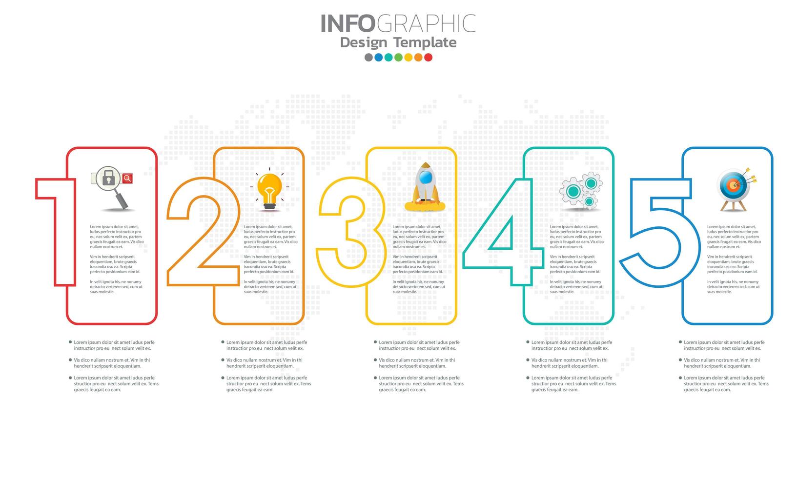 éléments infographiques commerciaux avec 5 sections ou étapes vecteur