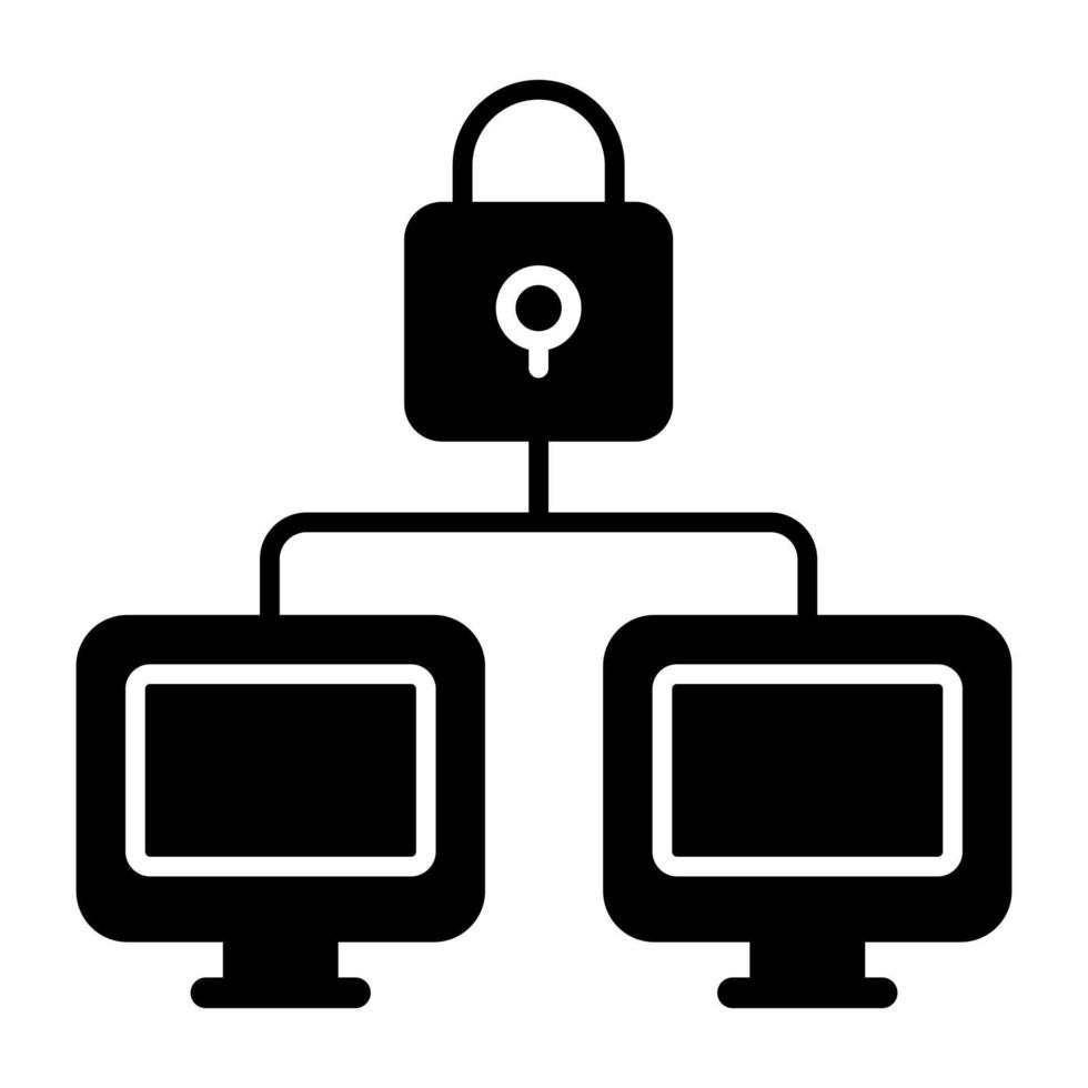 une icône de conception modifiable de réseau informatique sécurisé vecteur