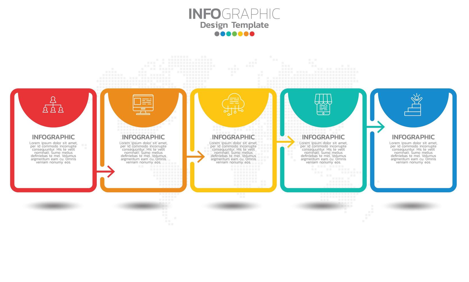 Éléments infographiques de la chronologie des affaires avec 5 sections ou étapes vecteur