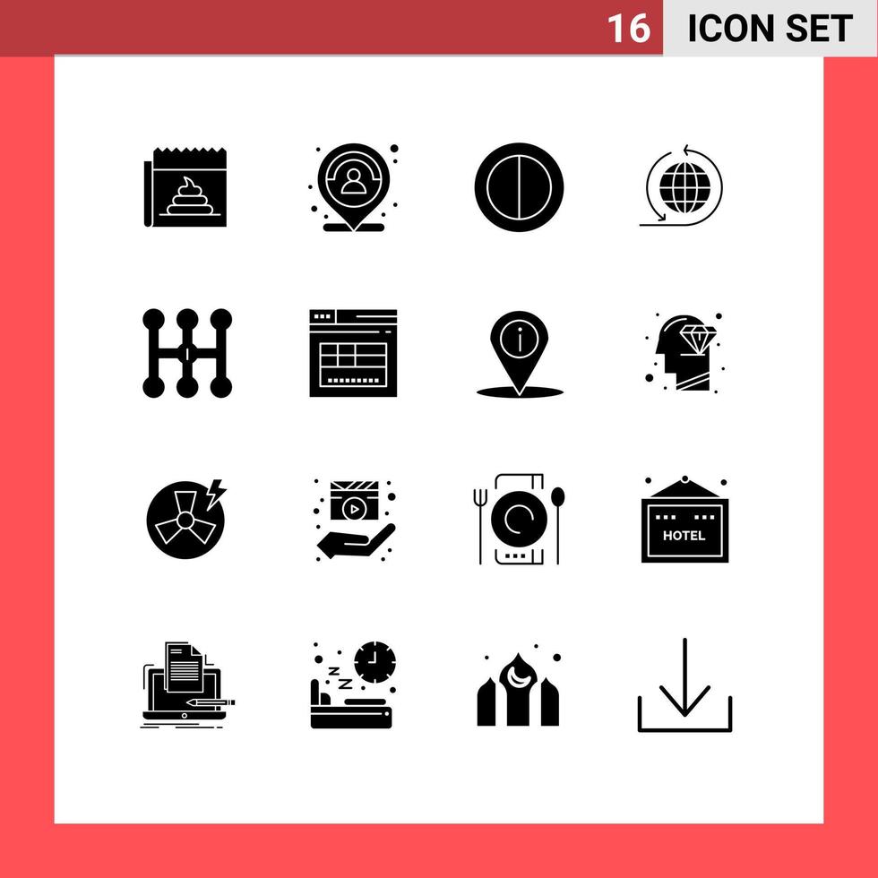 interface utilisateur pack de 16 glyphes solides de base de marqueur de voiture de transmission éléments de conception vectoriels modifiables pour les entreprises mondiales mondiales vecteur