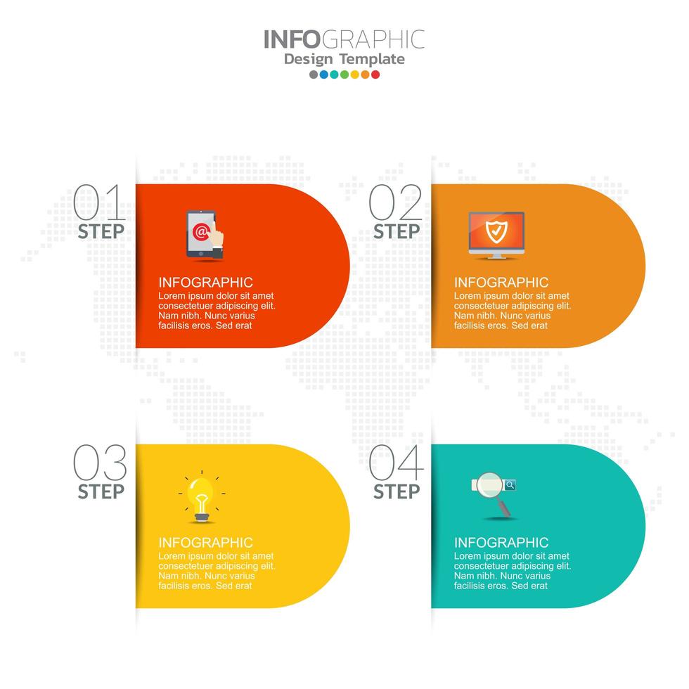 éléments infographiques commerciaux avec 4 sections ou étapes vecteur