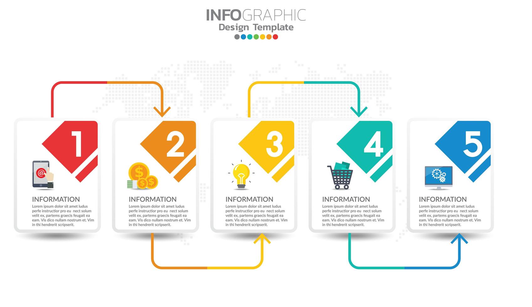 éléments infographiques commerciaux avec 5 sections ou étapes vecteur