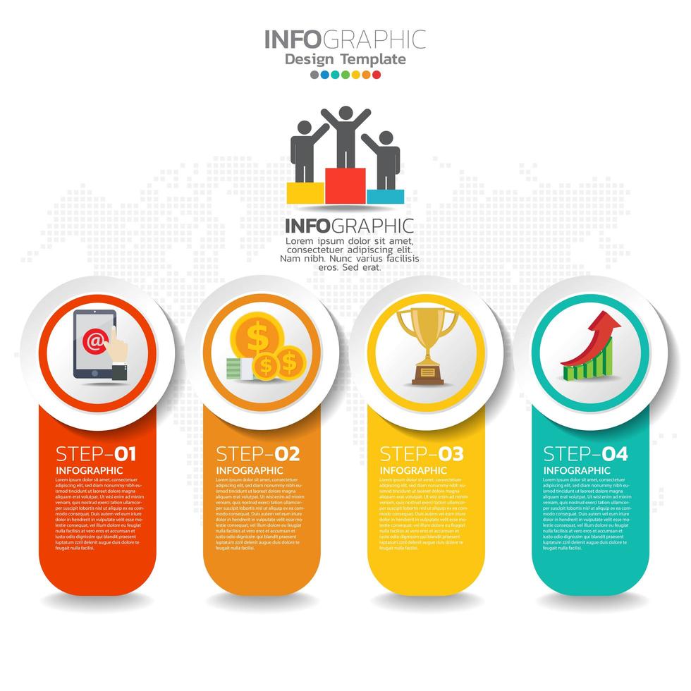 éléments infographiques commerciaux avec 4 sections ou étapes vecteur