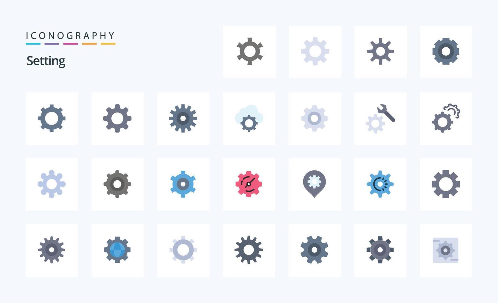 pack d'icônes de couleur plate à 25 paramètres vecteur