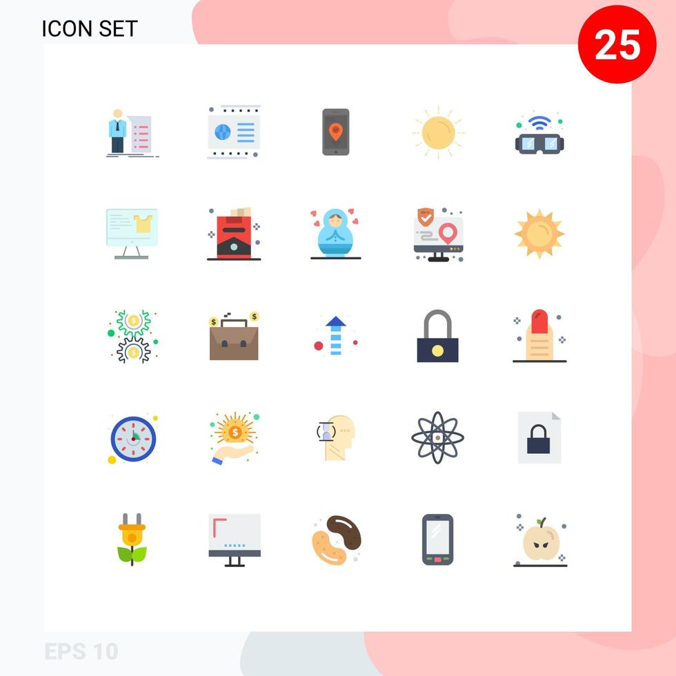 ensemble de 25 symboles d'icônes d'interface utilisateur modernes signes pour l'été coucher de soleil paiement météo smartphone éléments de conception vectoriels modifiables vecteur
