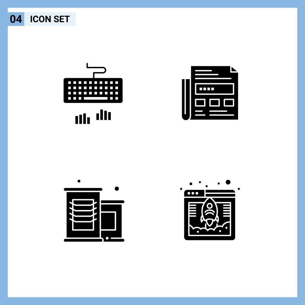 pack d'icônes vectorielles stock de 4 signes et symboles de ligne pour clavier supermarché tapant papier accès éléments de conception vectoriels modifiables vecteur