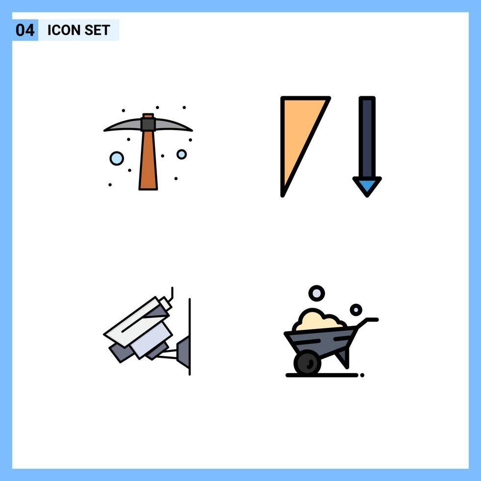 ensemble moderne de 4 pictogrammes de couleurs plates remplies d'un outil de sécurité de travail acharné triant des éléments de conception vectoriels modifiables à une roue vecteur