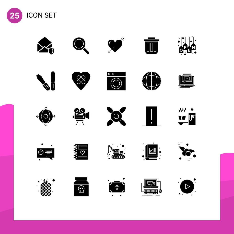 25 icônes créatives signes et symboles modernes de conteneur bin coeur panier valentine éléments de conception vectoriels modifiables vecteur
