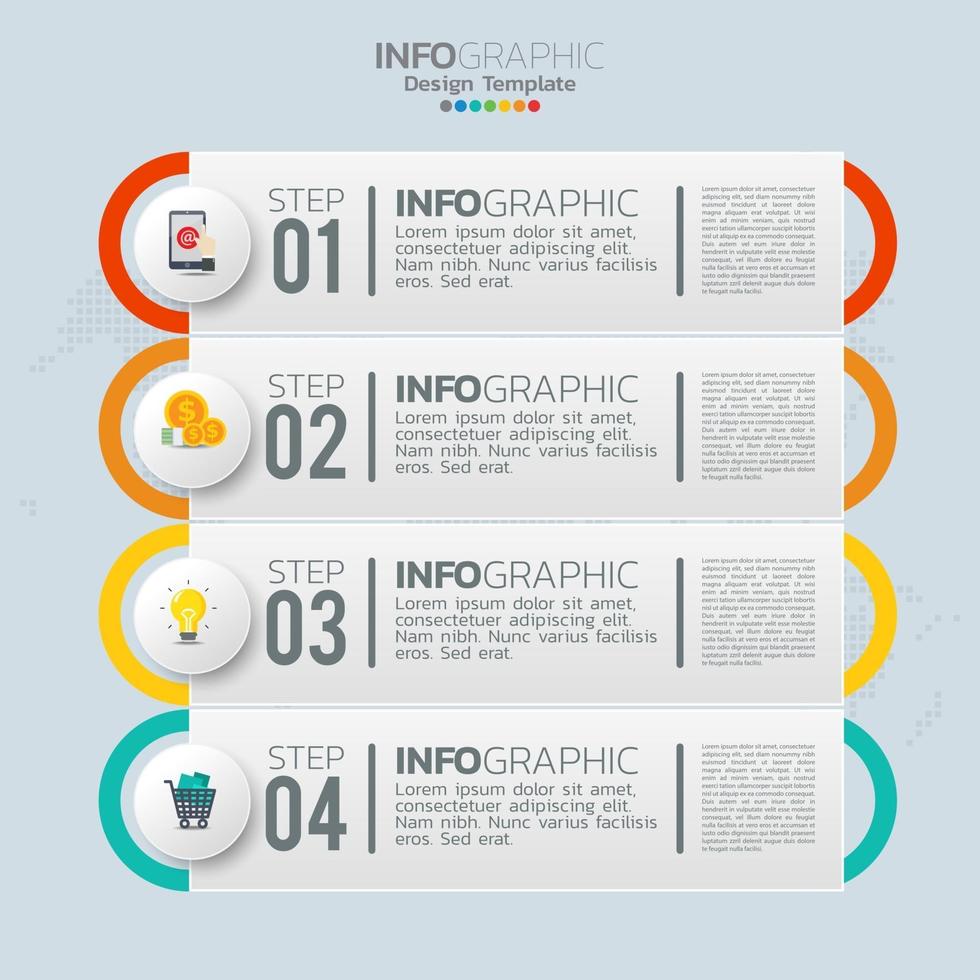 éléments infographiques commerciaux avec 4 sections ou étapes vecteur