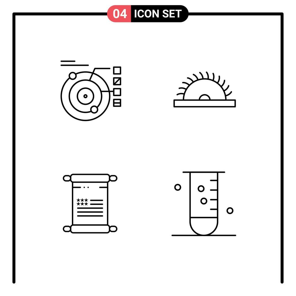 4 signes de ligne universels symboles de défilement de données scie planétaire éléments de conception vectoriels modifiables américains vecteur