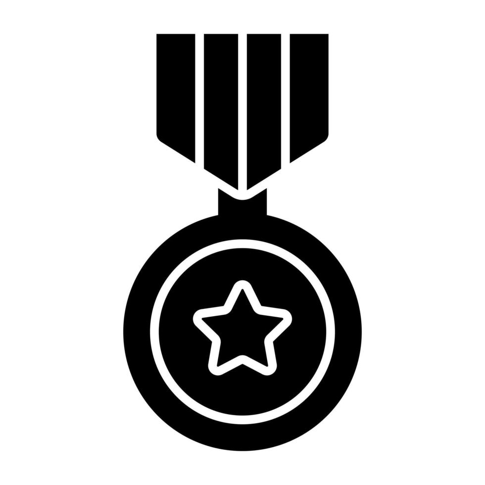 icône de médaille de réussite dans un design solide vecteur