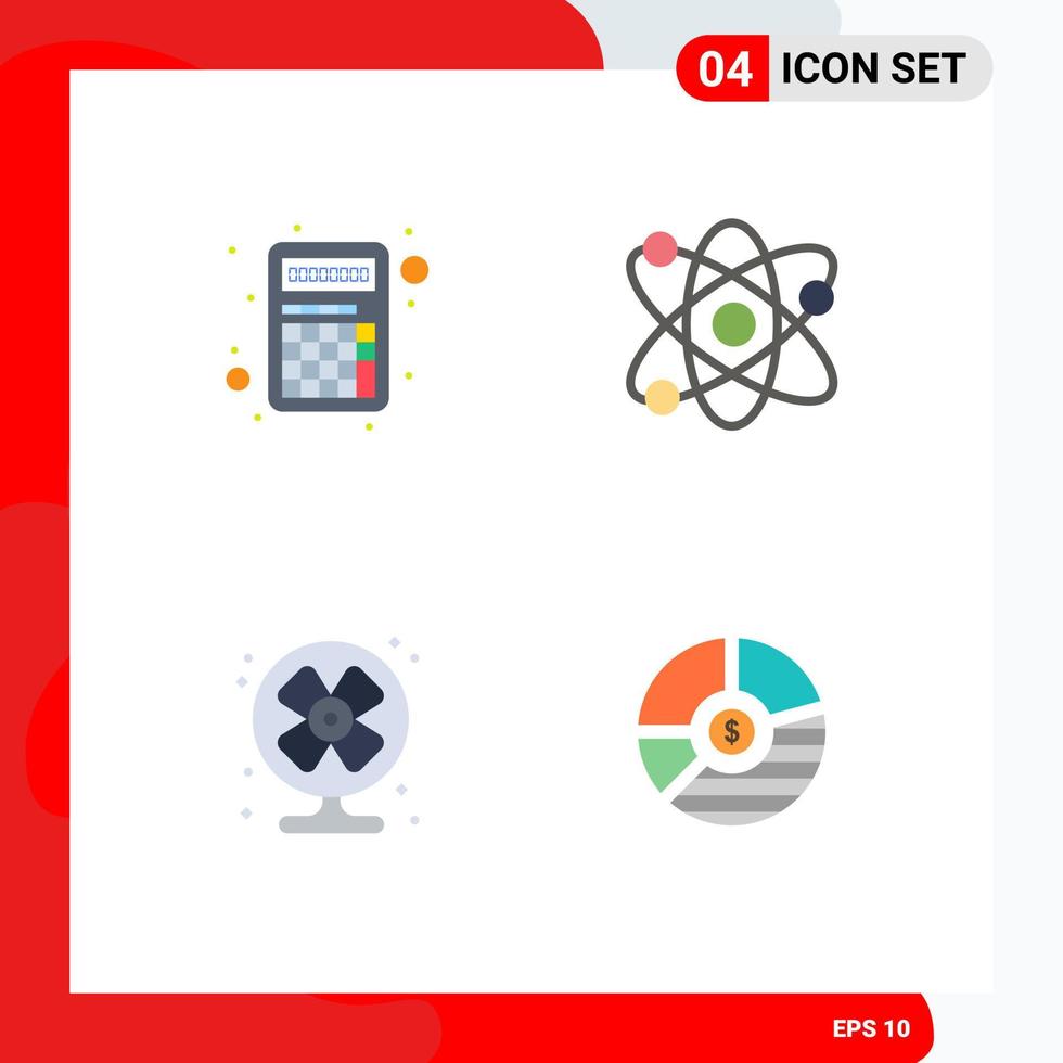 ensemble moderne de 4 icônes plates pictogramme d'interface de conditionneur d'applications éléments de conception vectoriels modifiables d'été bio vecteur