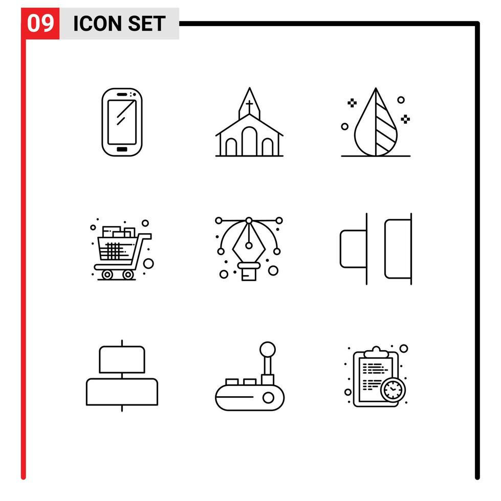 ensemble de 9 symboles universels de panier croisé complet inverser les éléments de conception vectoriels modifiables vecteur